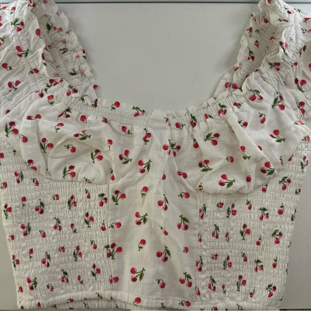 Japna White Smocked Ruffled Blouse